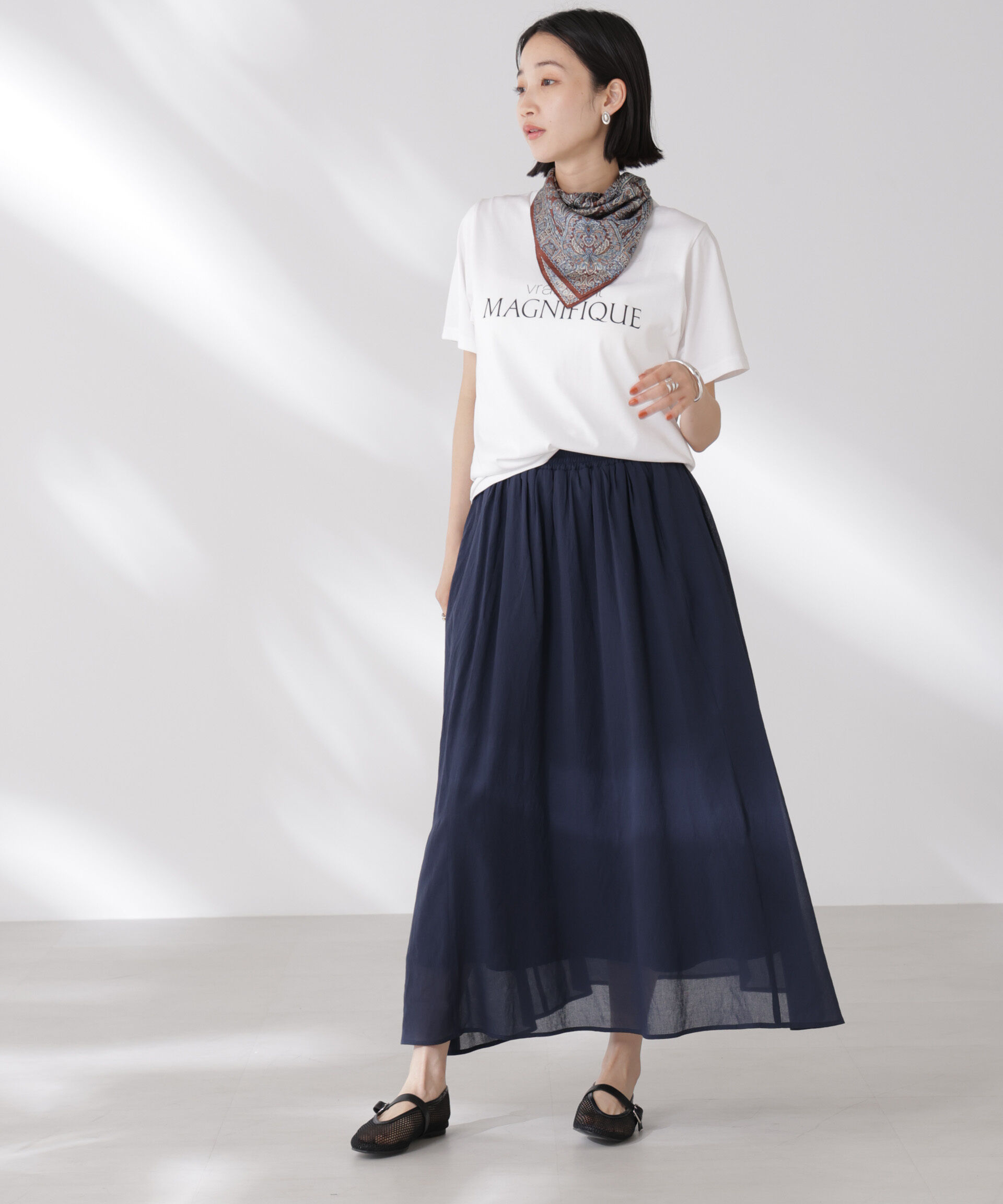 nano･universe「ウエストゴムギャザーシアースカート（セットアップ可）」|スカート|