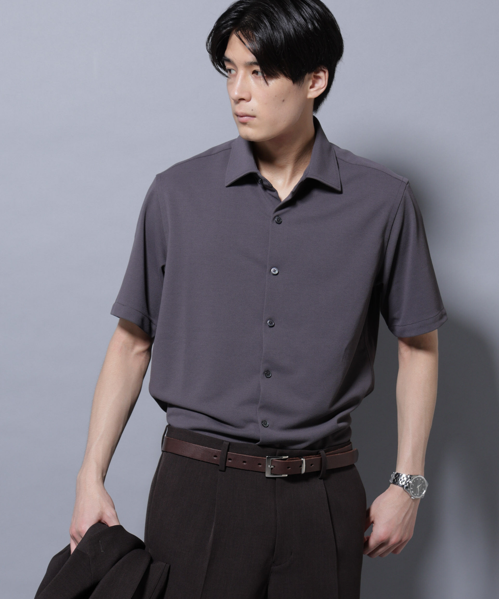 nano･universe「「N SHIRTS」 AERO FREEZE 鹿の子シャツ」|シャツ・ブラウス|