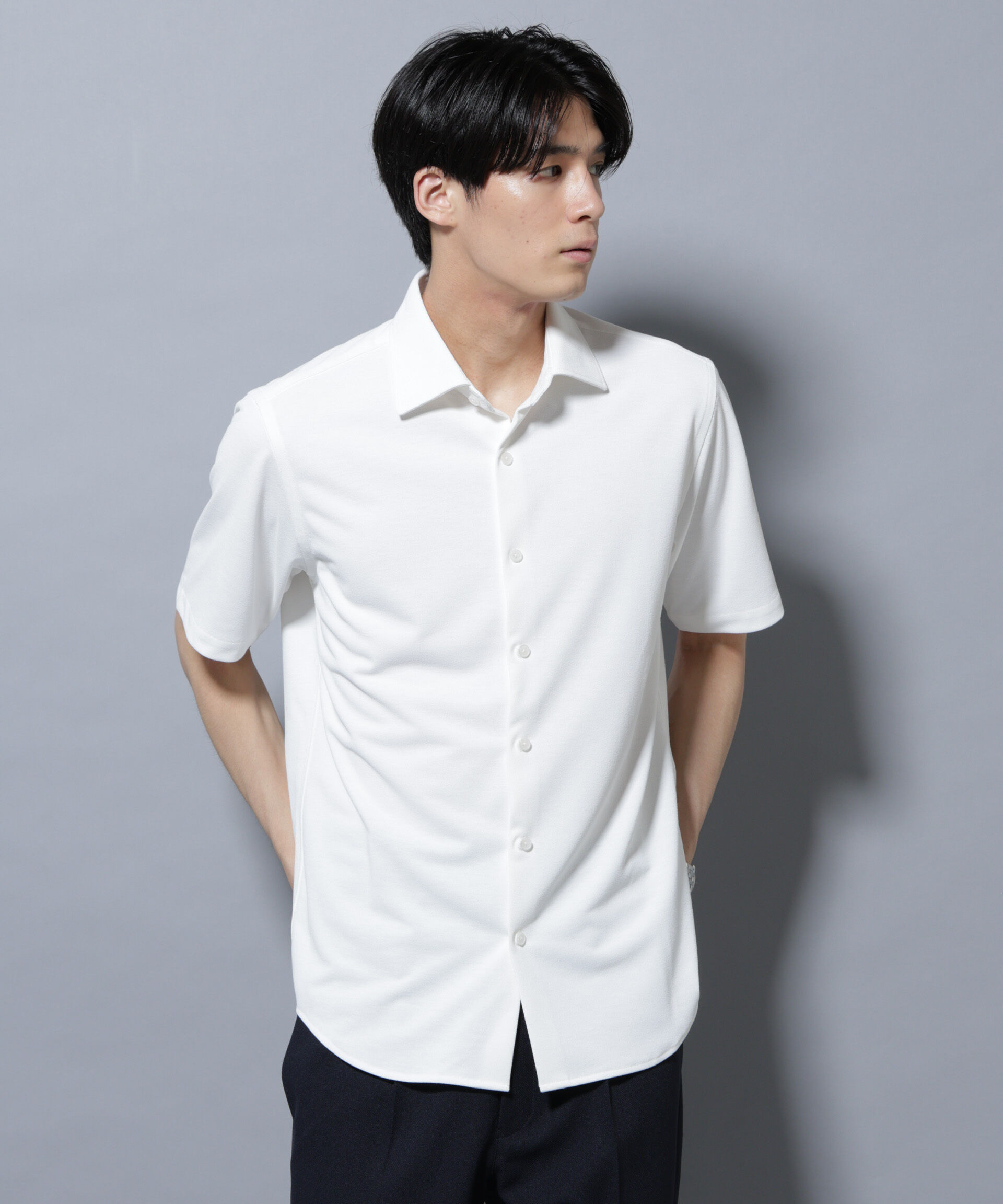 nano･universe「「N SHIRTS」 AERO FREEZE 鹿の子シャツ」|シャツ・ブラウス|ホワイト