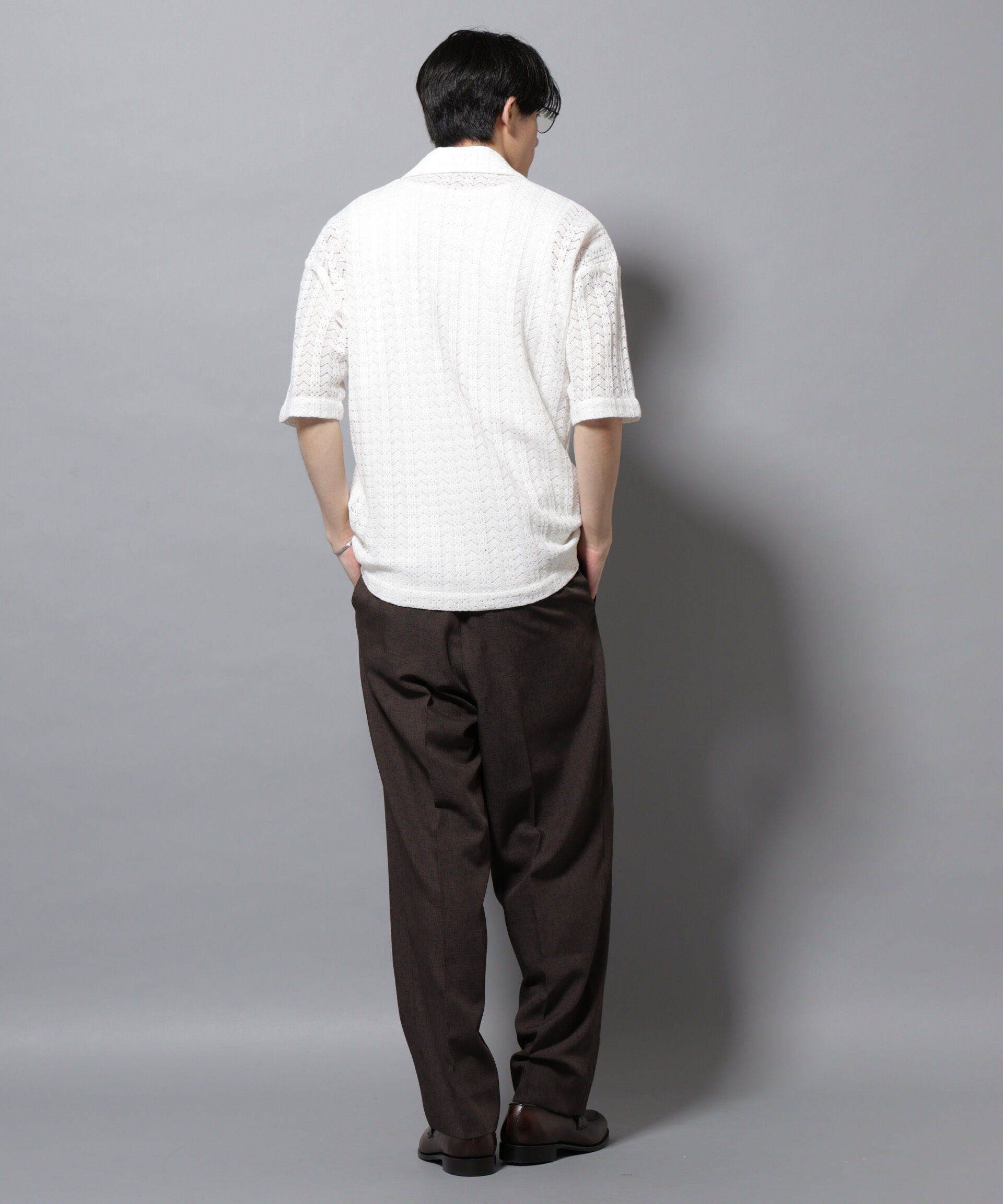 nano･universe「メッシュラッセル スキッパーポロ」|ニット・セーター|