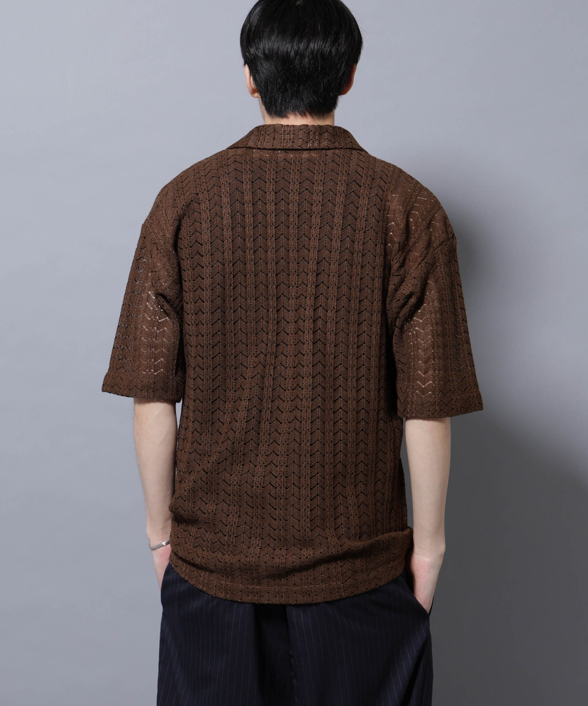 nano･universe「メッシュラッセル スキッパーポロ」|ニット・セーター|