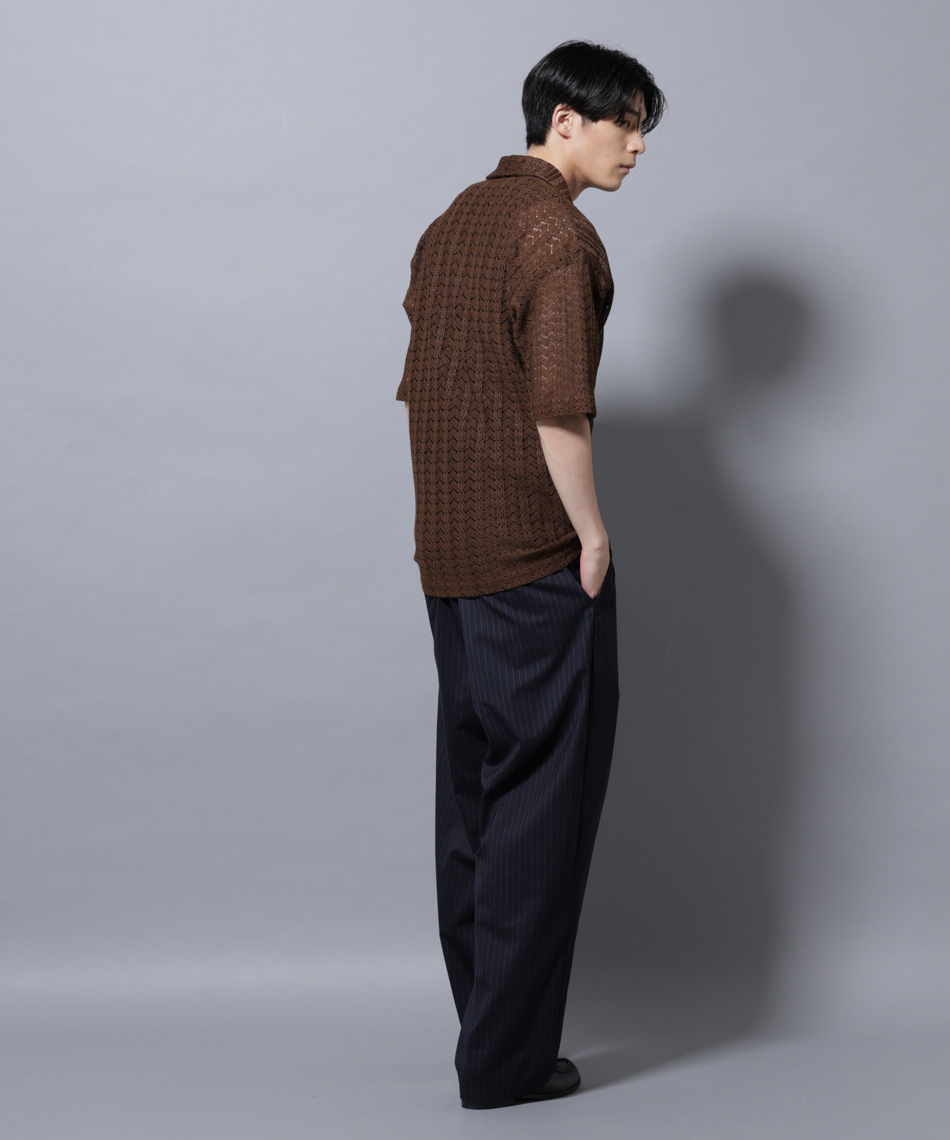 nano･universe「メッシュラッセル スキッパーポロ」|ニット・セーター|