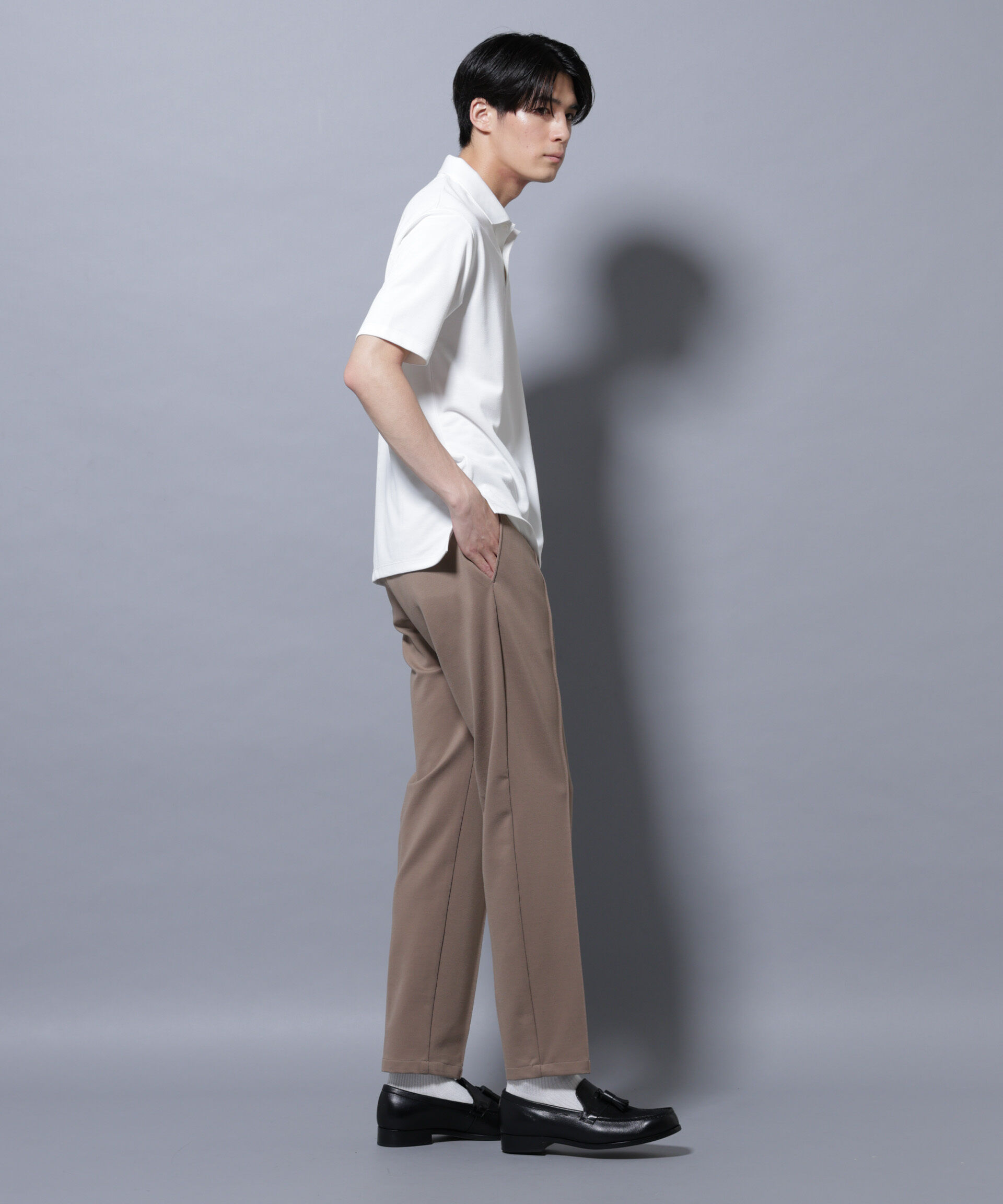 nano･universe「「モダンコンフォートシリーズ」スリムイージースラックス」|チノ|