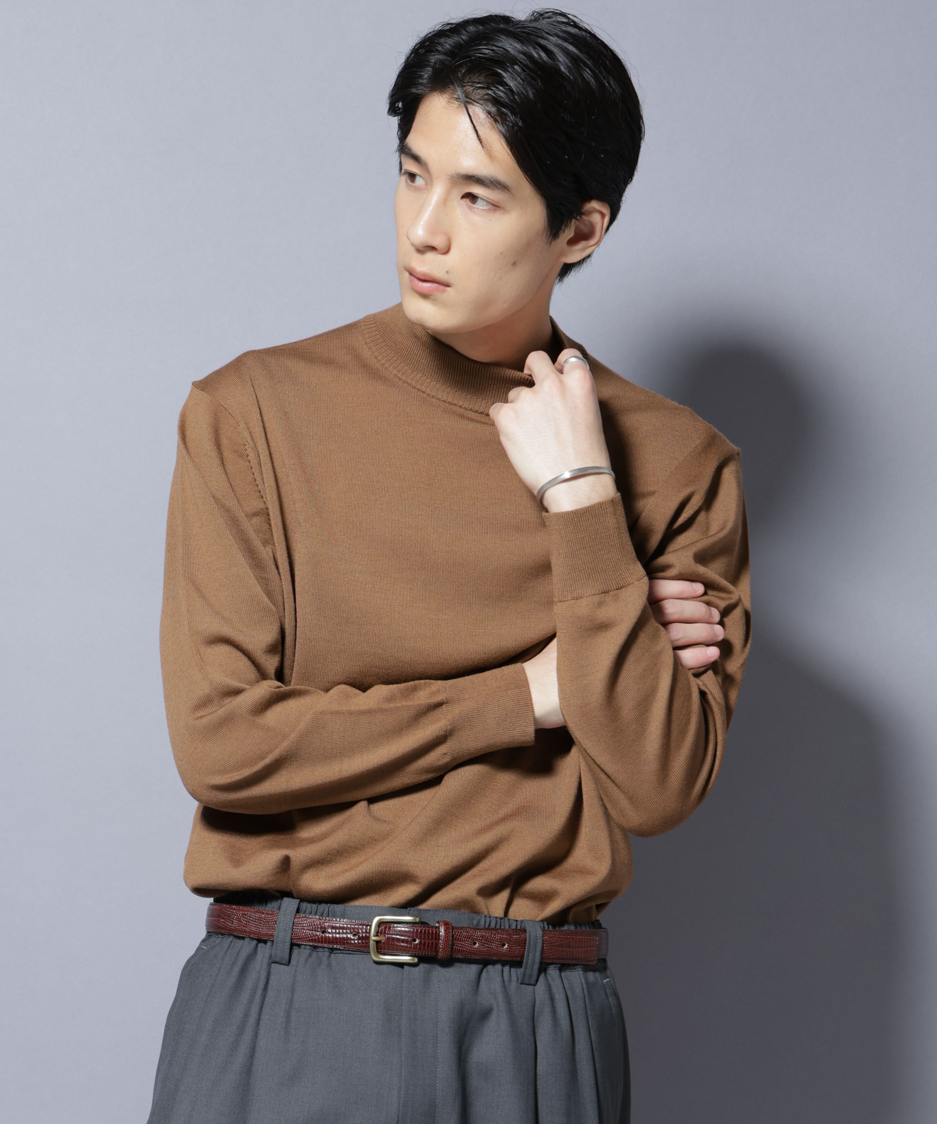 nano･universe「「毛玉レスニット」ファインゲージモックネック」|ニット・セーター|