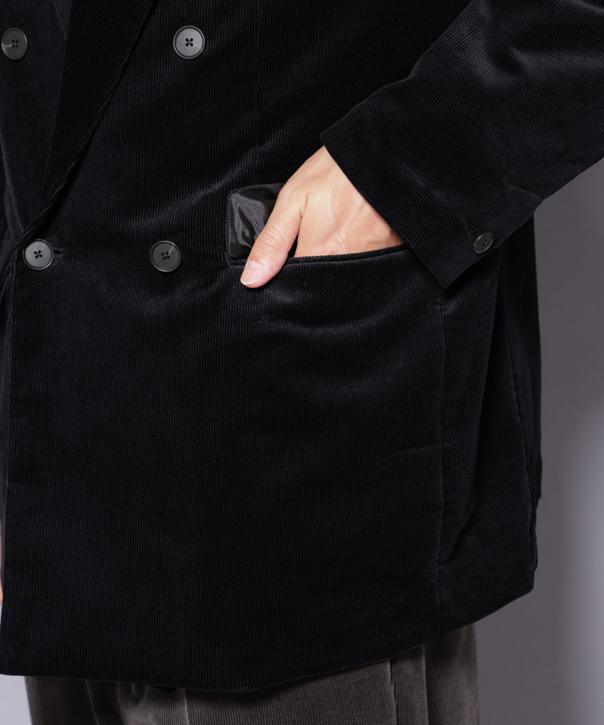 nano･universe「AIRコーデュロイ ダブルブレストジャケット/STRETCH（セットアップ可）」|テーラードジャケット|