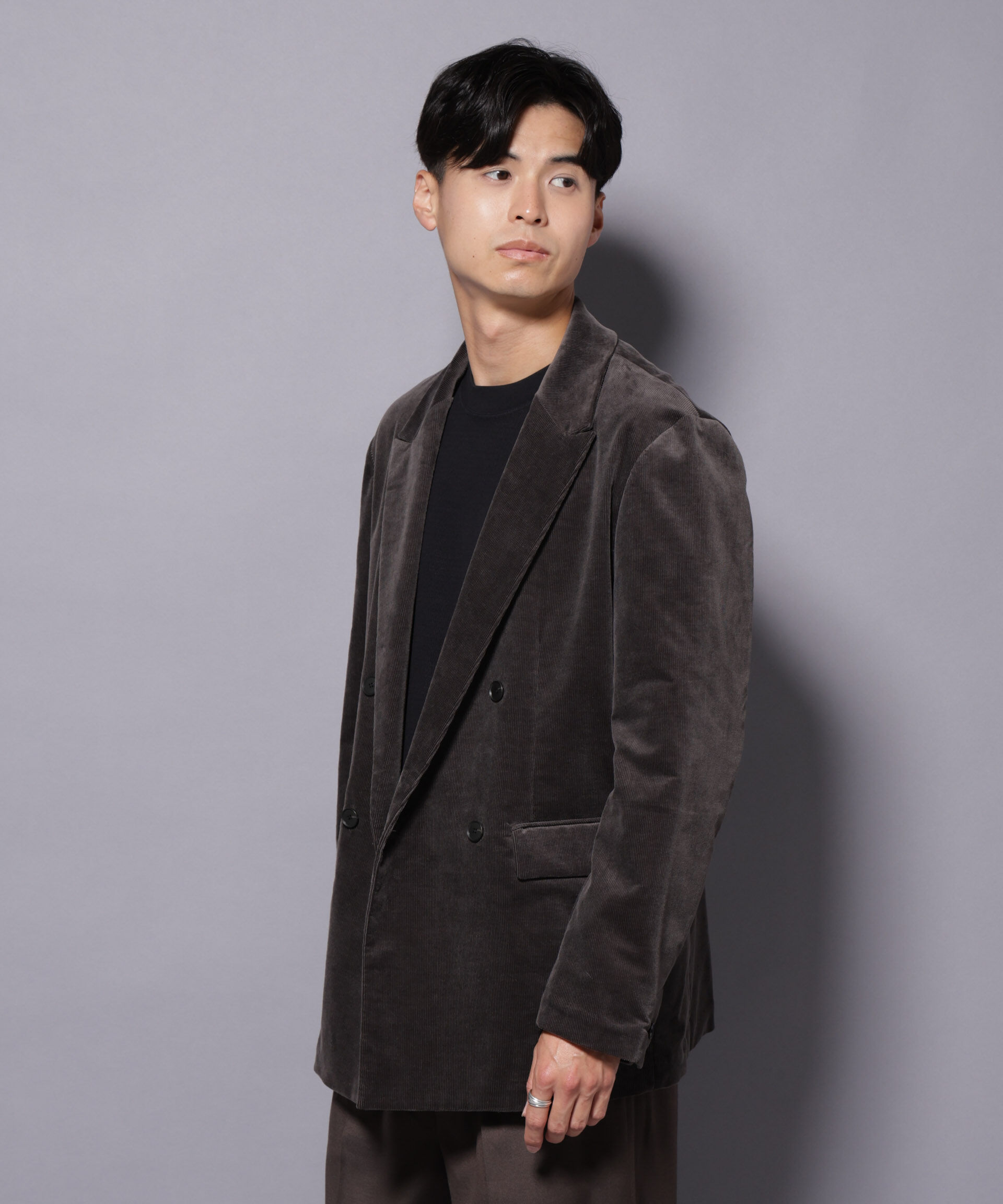 nano･universe「AIRコーデュロイ ダブルブレストジャケット/STRETCH（セットアップ可）」|テーラードジャケット|