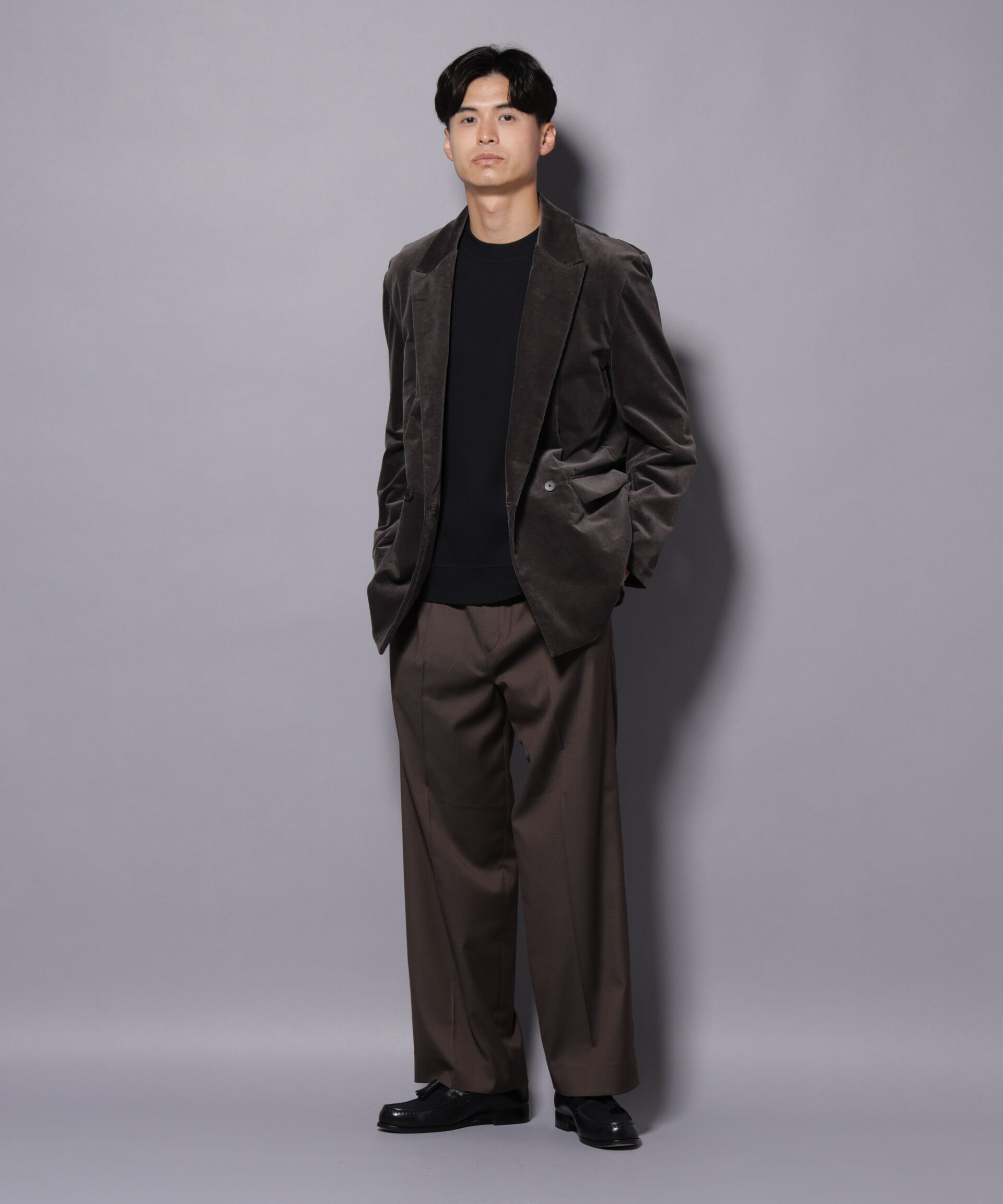 nano･universe「AIRコーデュロイ ダブルブレストジャケット/STRETCH（セットアップ可）」|テーラードジャケット|