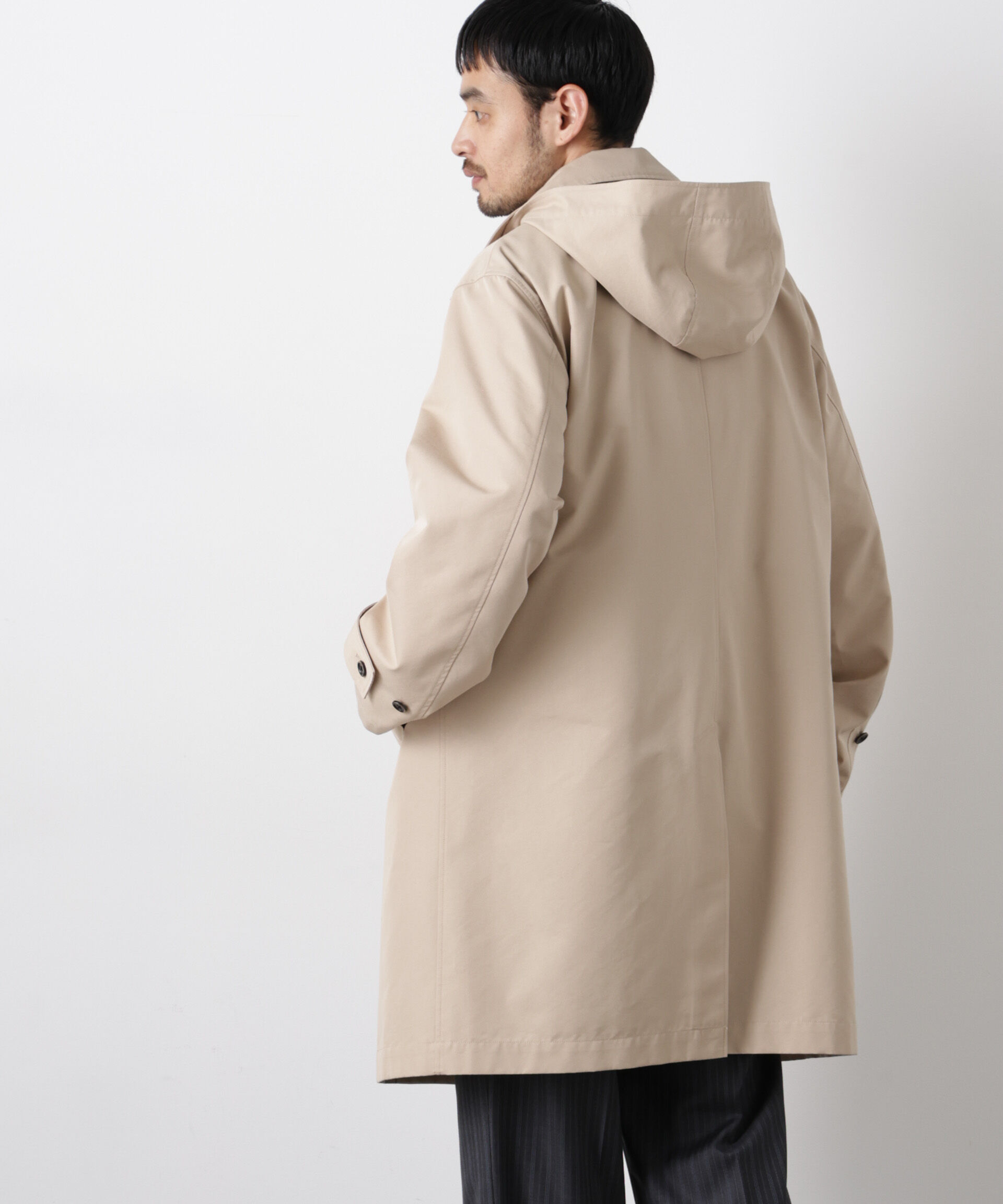 nano･universe「フーデッドステンカラーコート｢WARP PRINT｣ライニング」|その他|