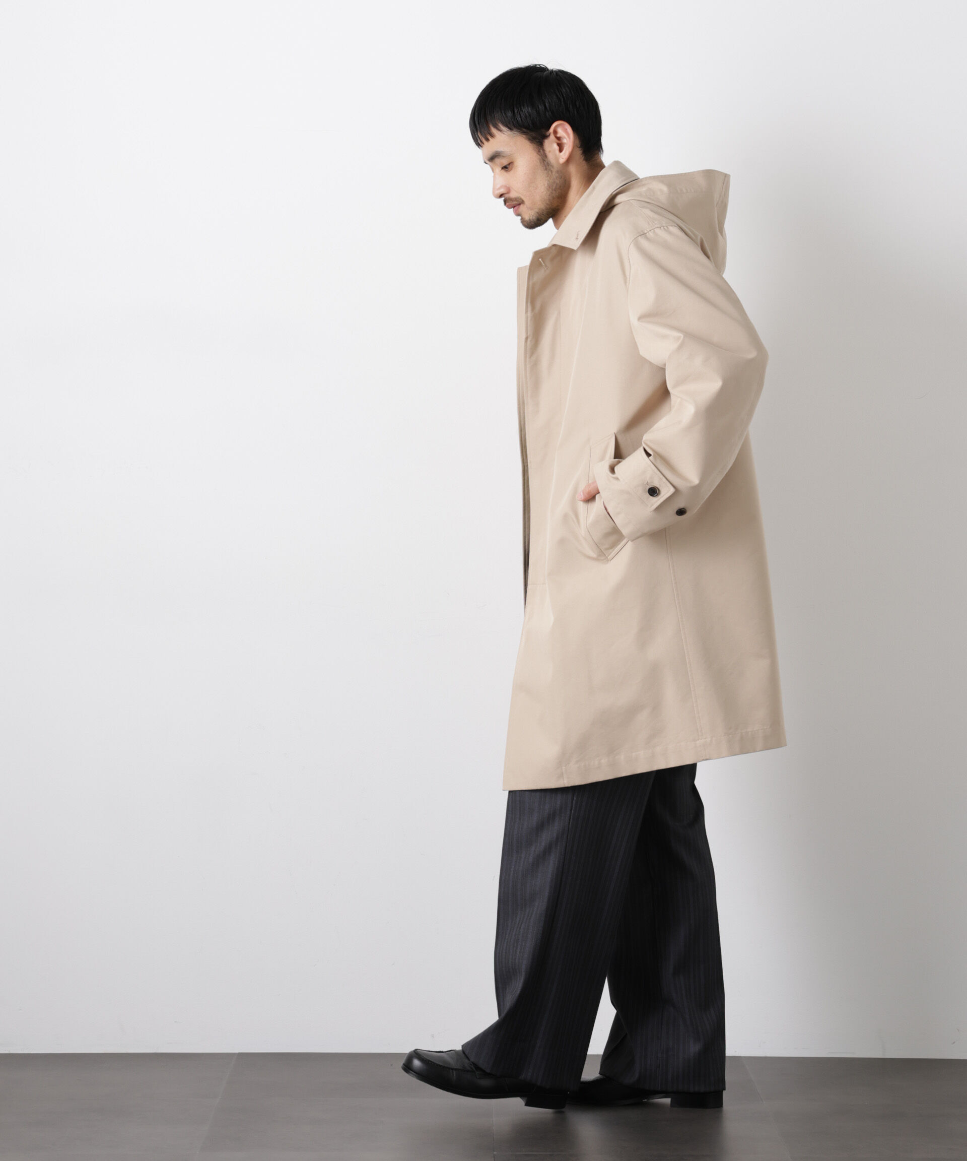 nano･universe「フーデッドステンカラーコート｢WARP PRINT｣ライニング」|その他|