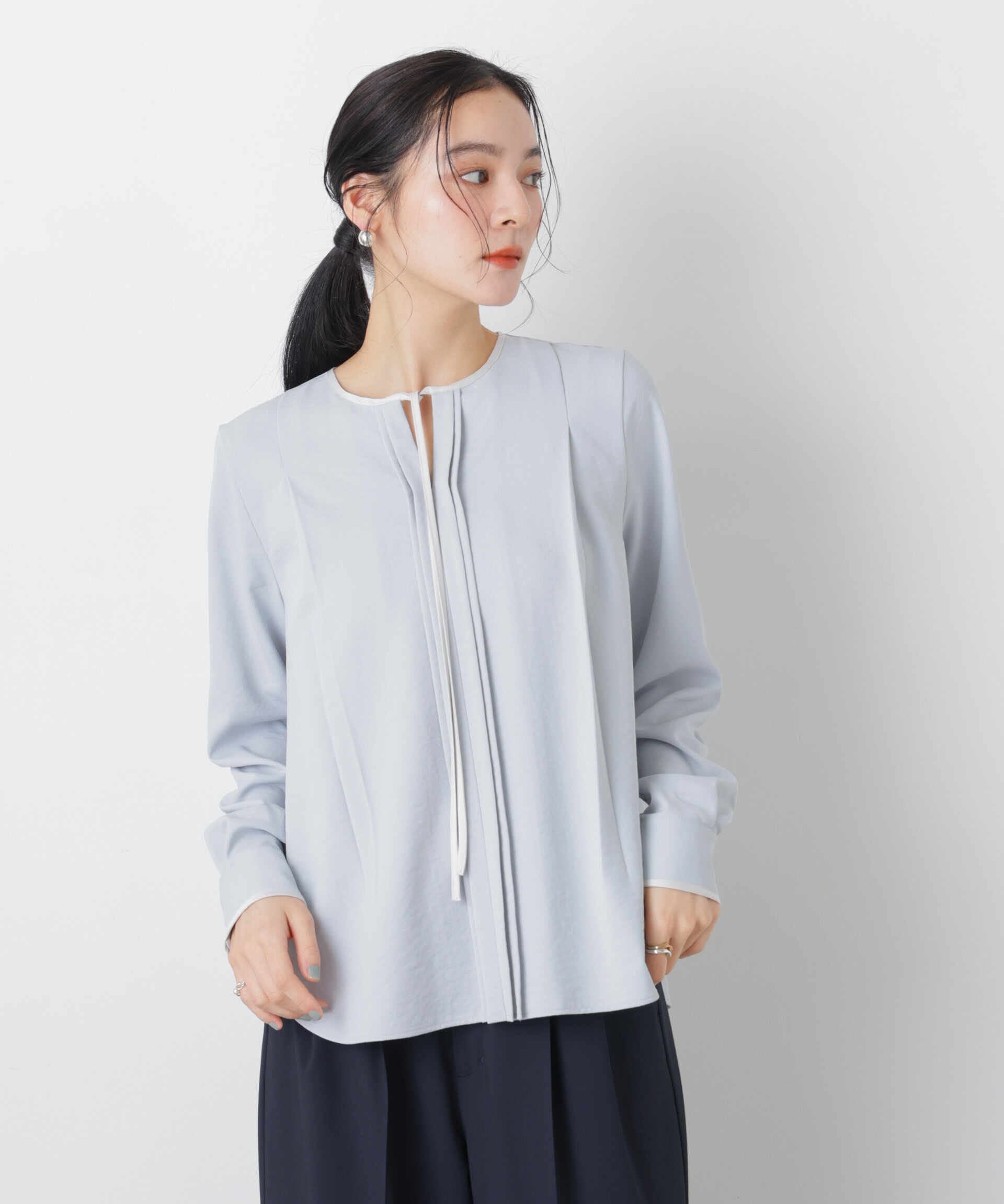 nano･universe「タックリボンブラウス」|シャツ・ブラウス|