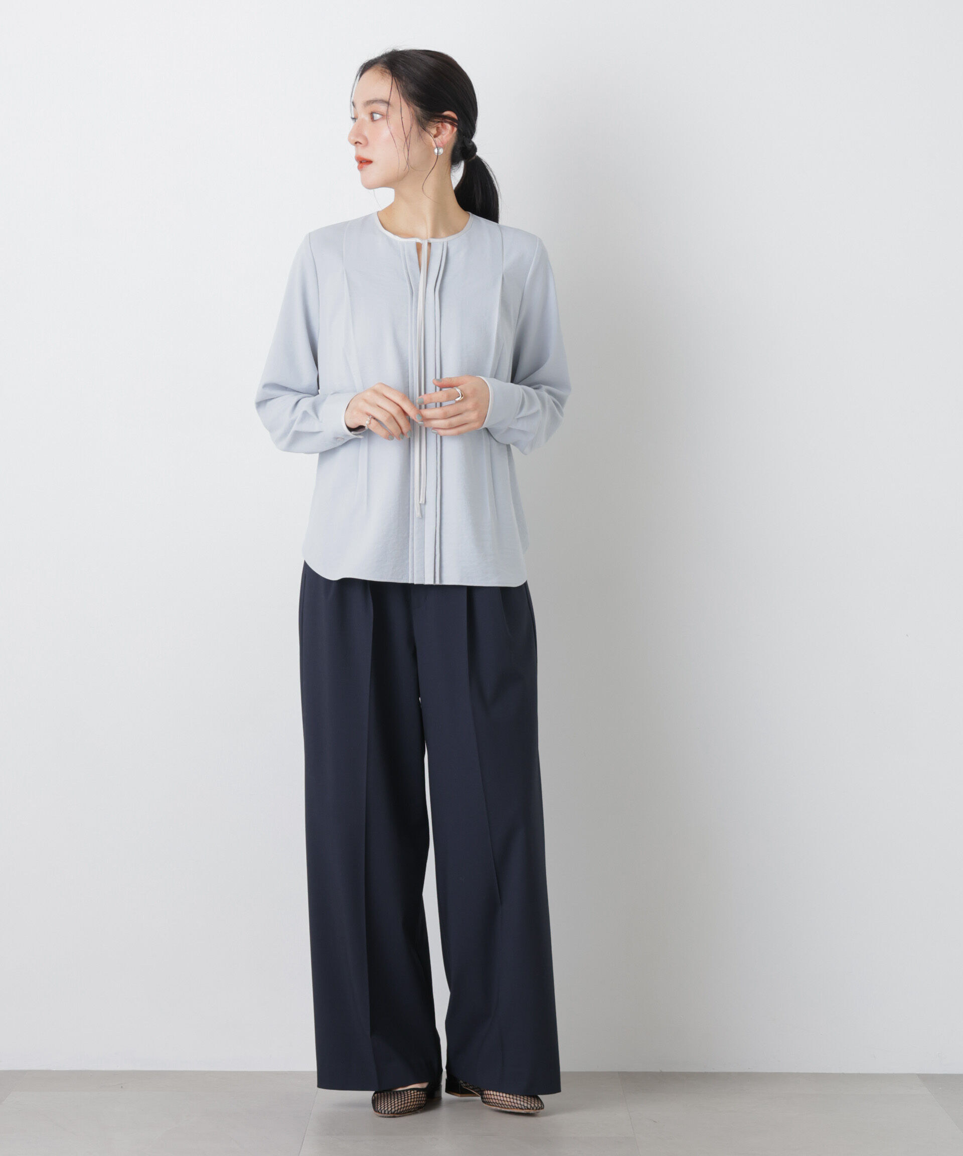 nano･universe「タックリボンブラウス」|シャツ・ブラウス|