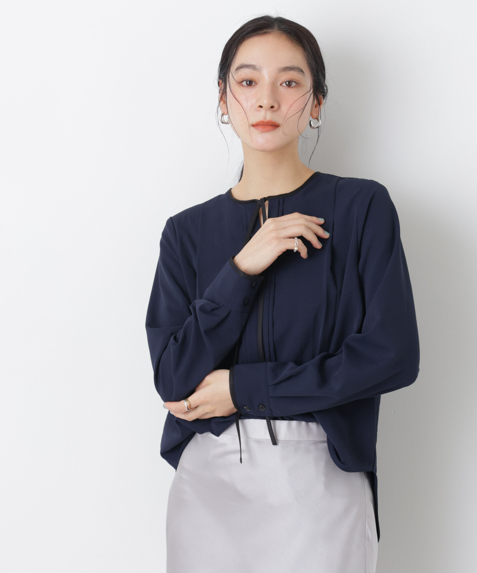 nano･universe「タックリボンブラウス」|シャツ・ブラウス|