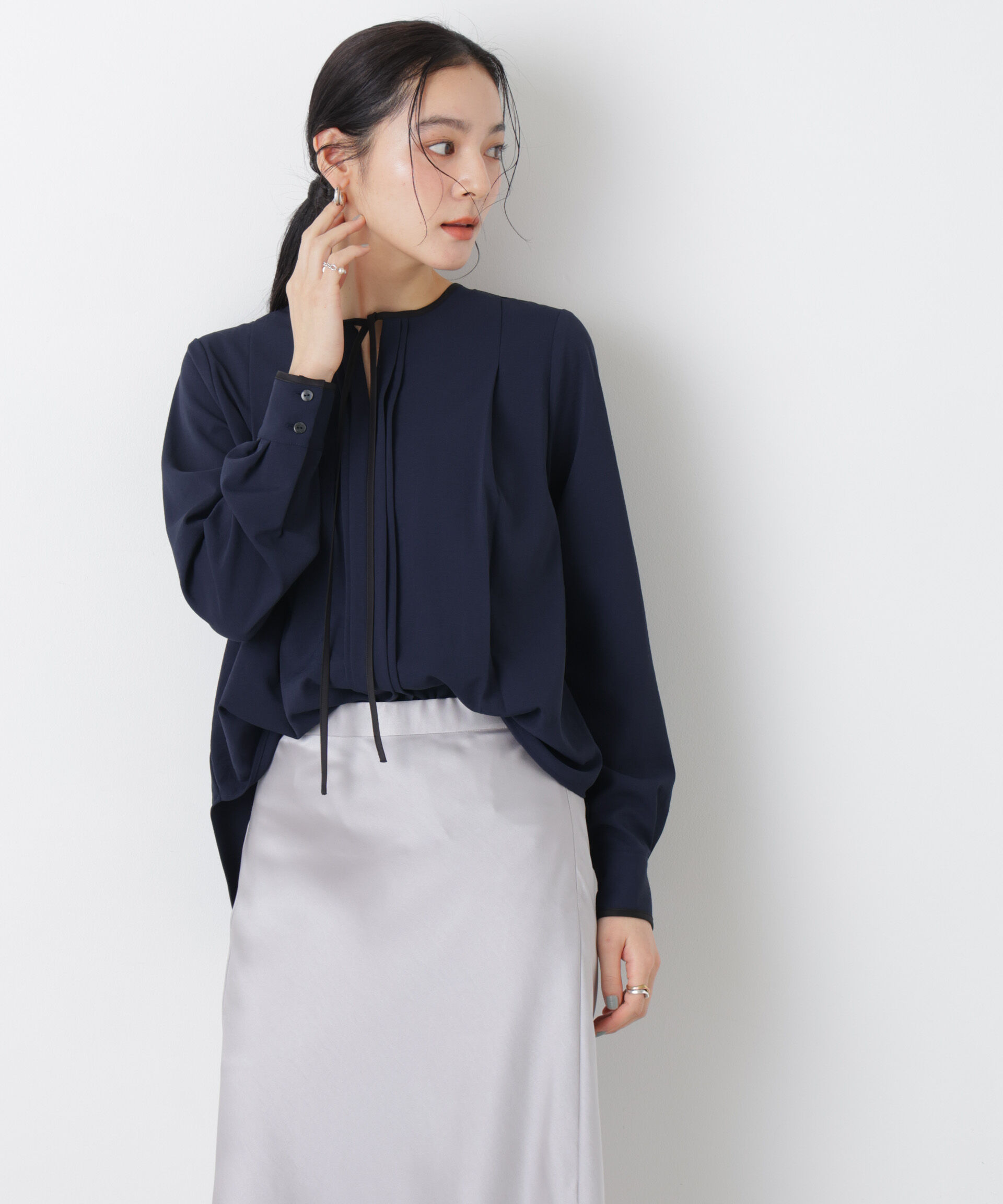 nano･universe「タックリボンブラウス」|シャツ・ブラウス|