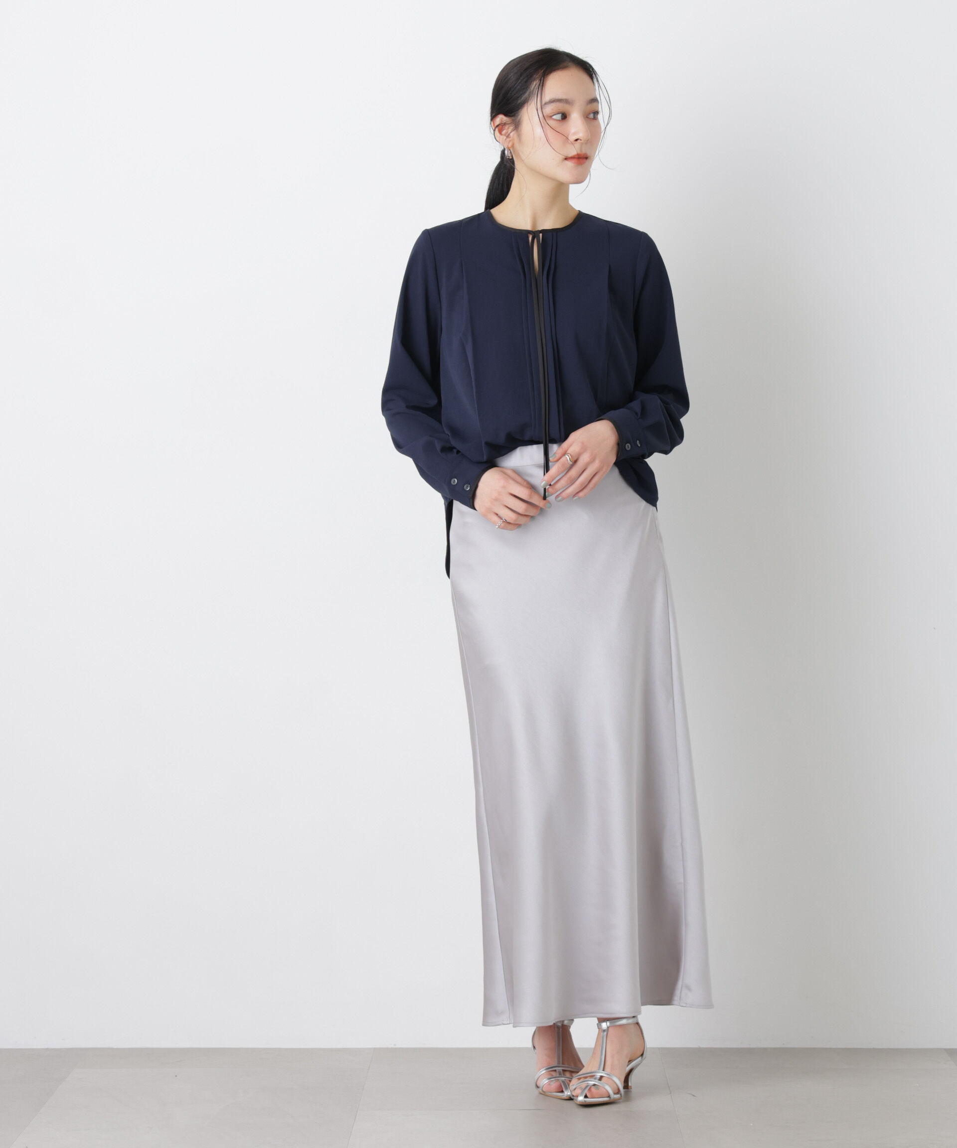 nano･universe「タックリボンブラウス」|シャツ・ブラウス|