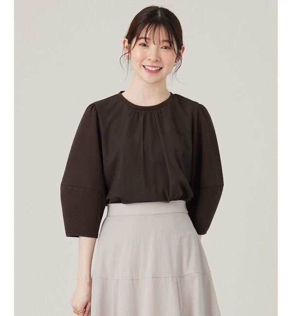 any SiS「【洗える】カットジョーゼットチュール トップス」|シャツ・ブラウス|ブラウン