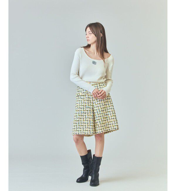  「ロゴ刺繍リブトップ」|ニット・セーター|