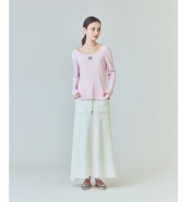  「ロゴ刺繍リブトップ」|ニット・セーター|