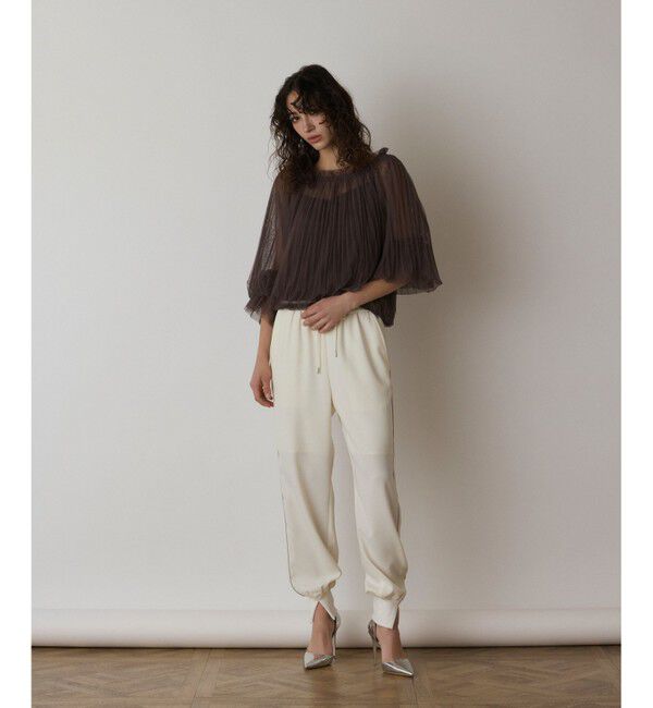  「チュールプリーツトップ」|シャツ・ブラウス|ブラウン