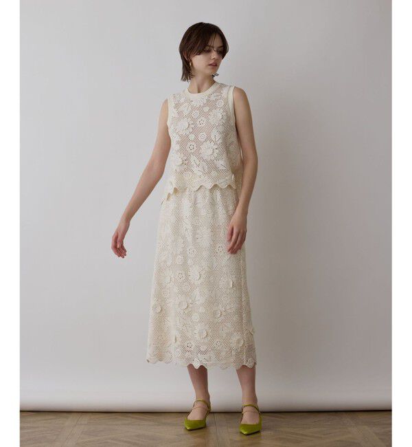 GRACE CONTINENTAL「クロシュ刺繍スカート」|スカート|