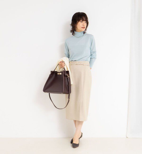 NOLLEY'S sophi「ウォッシャブルベルト付きラップ風タイトスカート」|タイト|