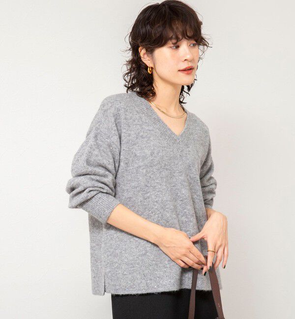 NOLLEY'S sophi「《手洗い可能》モヘヤスパンコールVネックプルオーバー」|ニット・セーター|