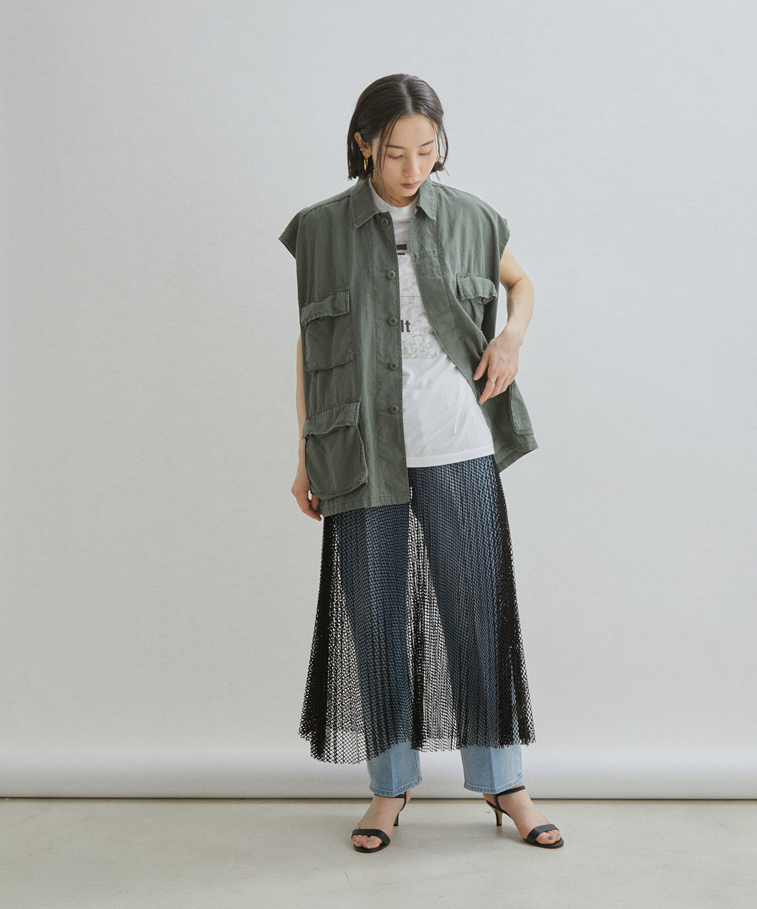 SALON adam et rope'「ダイヤメッシュプリーツスカート」|スカート|