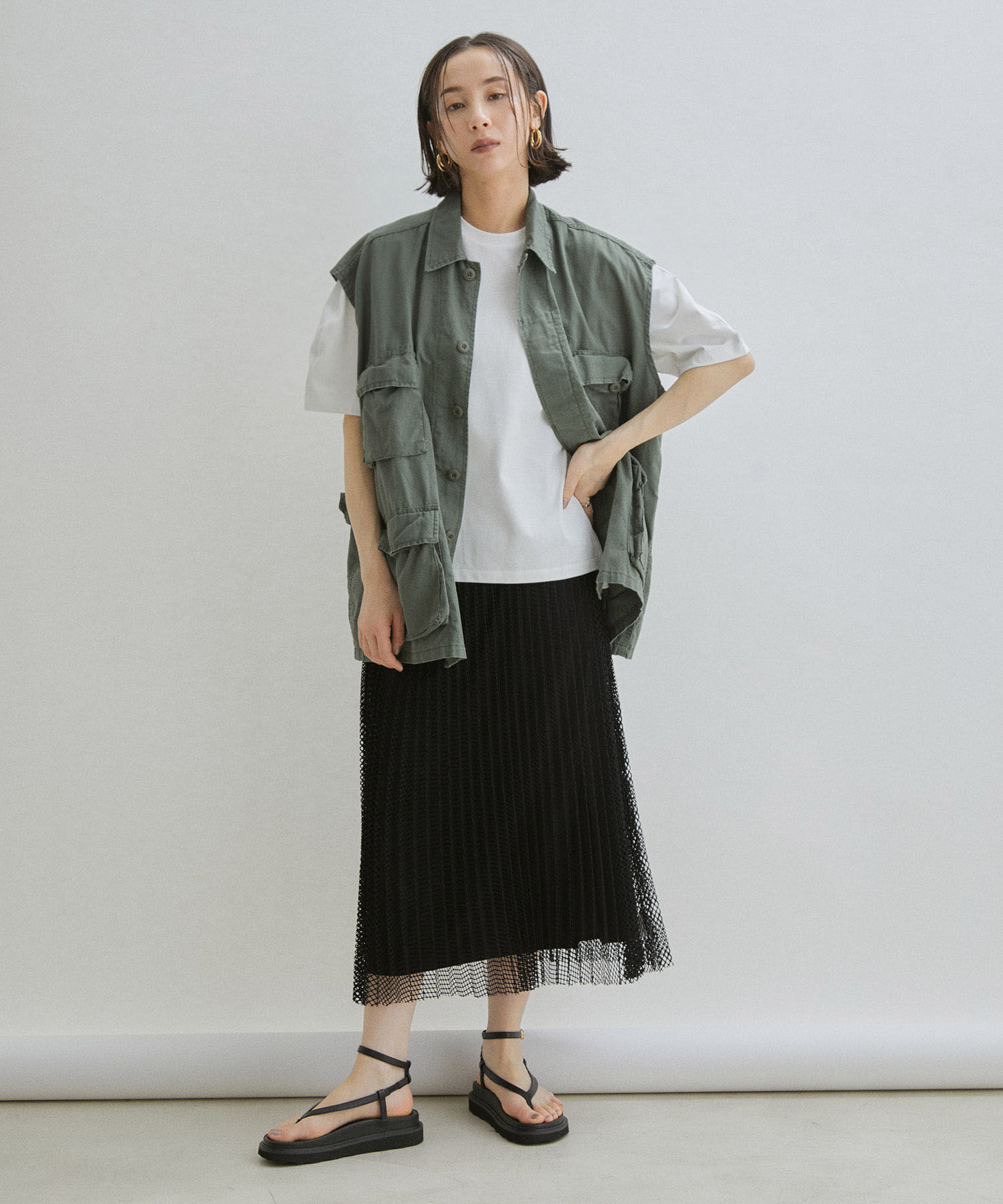 SALON adam et rope'「ダイヤメッシュプリーツスカート」|スカート|