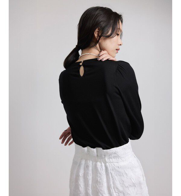 ROPE「袖ギャザークルーネックニットプルオーバー/イージーケア」|ニット・セーター|