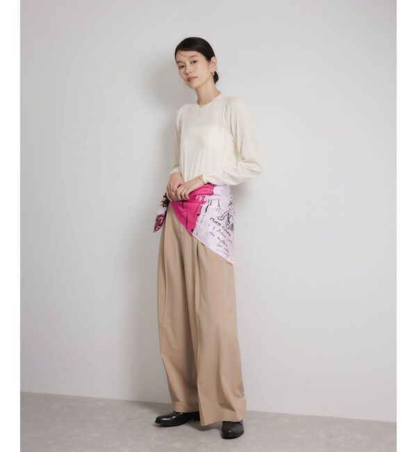 ROPE「袖ギャザークルーネックニットプルオーバー/イージーケア」|ニット・セーター|