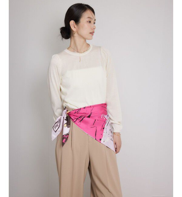 ROPE「袖ギャザークルーネックニットプルオーバー/イージーケア」|ニット・セーター|