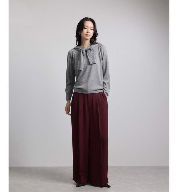 ROPE「袖ギャザークルーネックニットプルオーバー/イージーケア」|ニット・セーター|