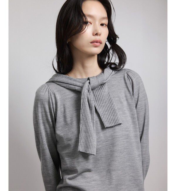 ROPE「袖ギャザークルーネックニットプルオーバー/イージーケア」|ニット・セーター|