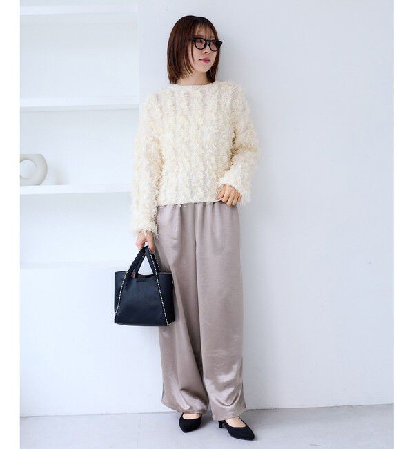 VIS「リボンヤーンフリンジニットプルオーバー」|ニット・セーター|