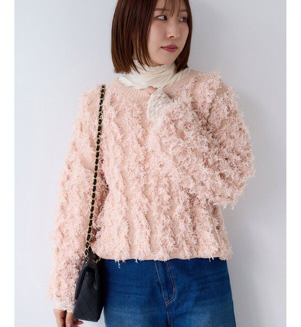 VIS「リボンヤーンフリンジニットプルオーバー」|ニット・セーター|