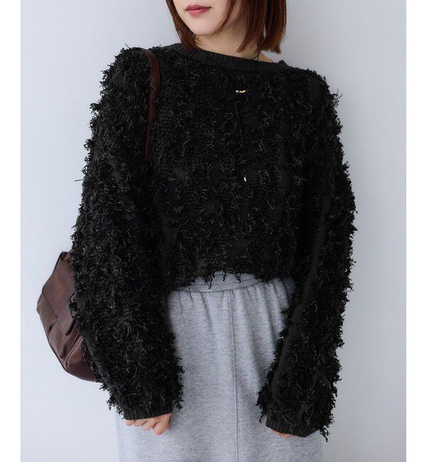 VIS「リボンヤーンフリンジニットプルオーバー」|ニット・セーター|