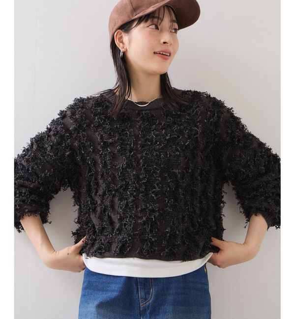 VIS「リボンヤーンフリンジニットプルオーバー」|ニット・セーター|
