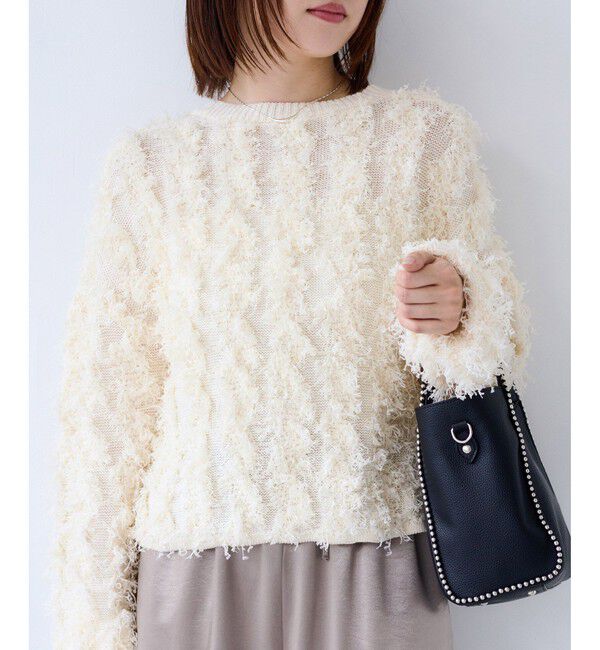 VIS「リボンヤーンフリンジニットプルオーバー」|ニット・セーター|