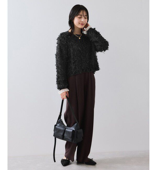VIS「リボンヤーンフリンジニットプルオーバー」|ニット・セーター|
