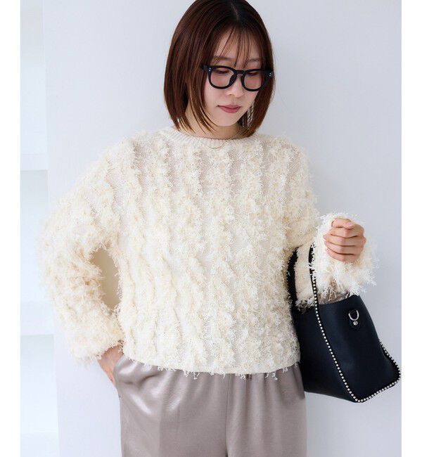 VIS「リボンヤーンフリンジニットプルオーバー」|ニット・セーター|