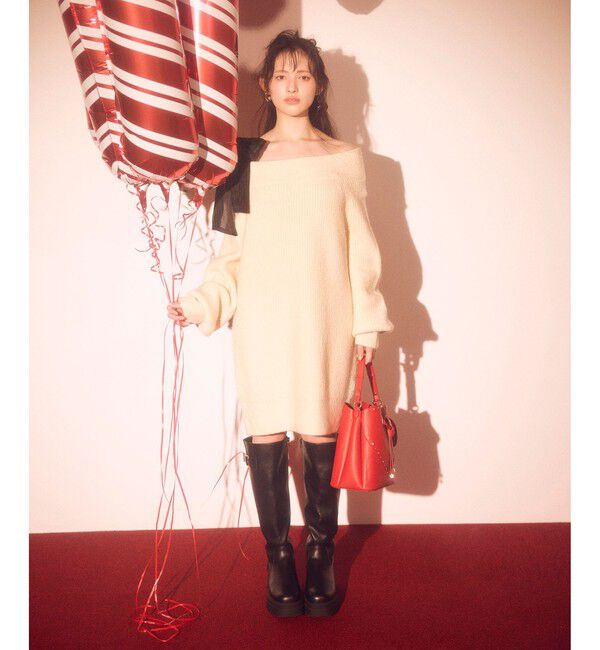 VIS「ラインストーン＆スタッズハートカットバッグ」|ショルダー・メッセンジャー|