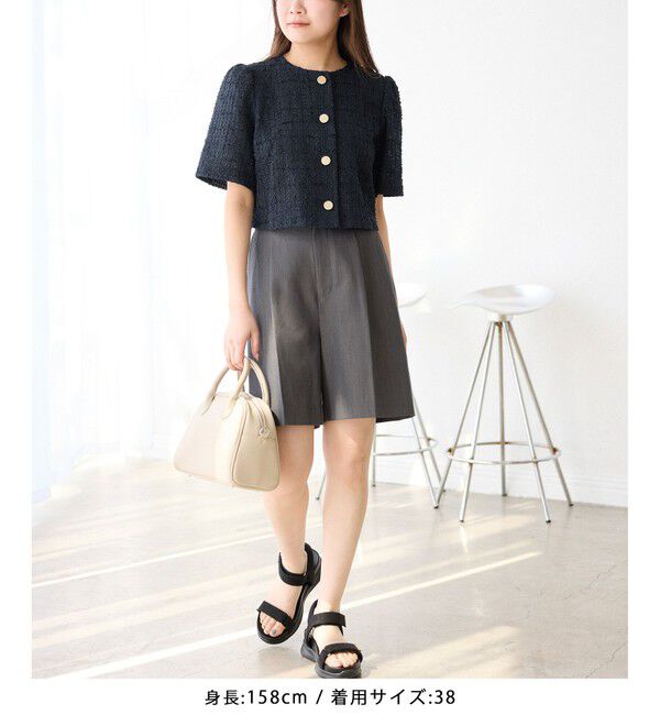 Rope&rsquo;Picnic「【サマー・ツイード】金ボタンカーディジャケット」|ノーカラージャケット|