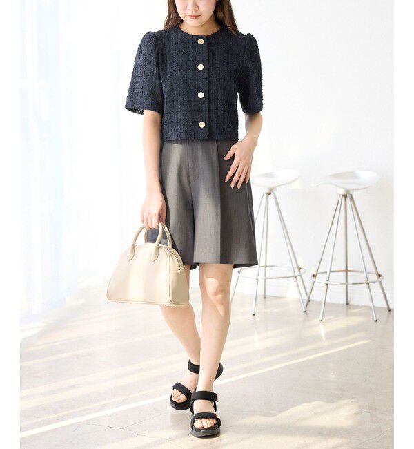 Rope&rsquo;Picnic「【サマー・ツイード】金ボタンカーディジャケット」|ノーカラージャケット|