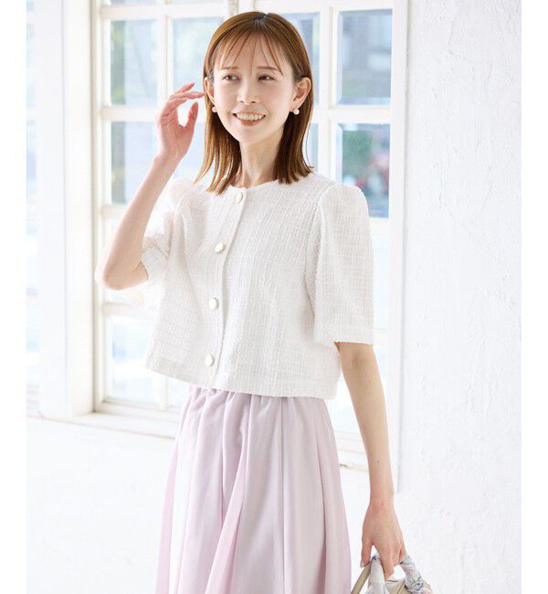 Rope&rsquo;Picnic「【サマー・ツイード】金ボタンカーディジャケット」|ノーカラージャケット|