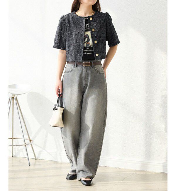 Rope&rsquo;Picnic「【サマー・ツイード】金ボタンカーディジャケット」|ノーカラージャケット|