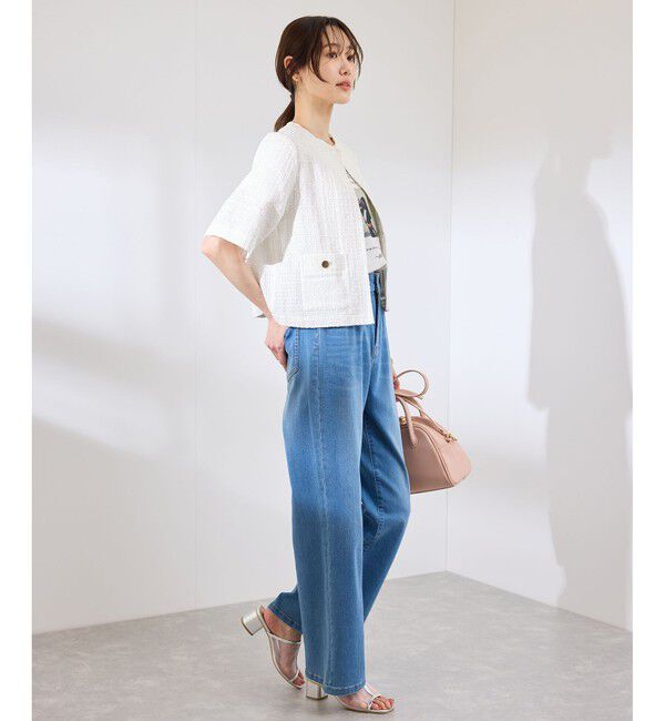 Rope&rsquo;Picnic「【サマー・ツイード】ハーフスリーブジャケット」|カーディガン|