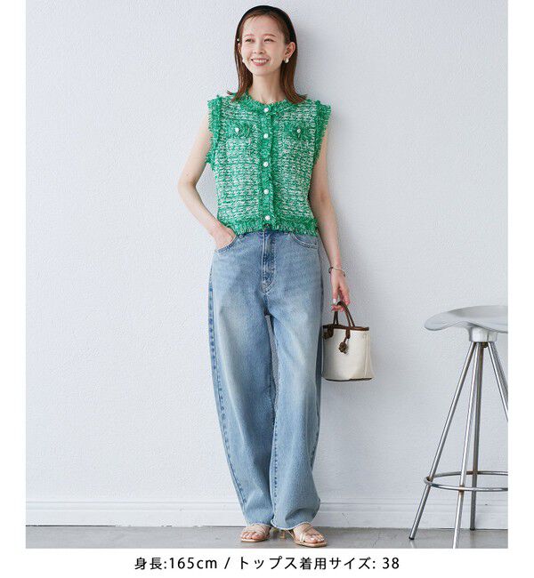 Rope&rsquo;Picnic「【WEB限定カラー】【サマー・ツイード】着丈が選べるジレベスト/スリーブレスカーディガン」|カーディガン|