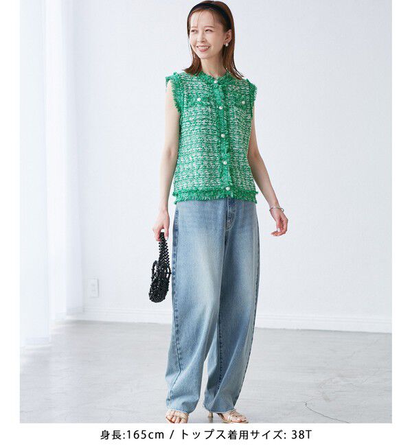 Rope&rsquo;Picnic「【WEB限定カラー】【サマー・ツイード】着丈が選べるジレベスト/スリーブレスカーディガン」|カーディガン|