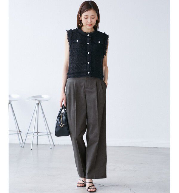 Rope&rsquo;Picnic「【UVカット・接触冷感】タックチノワイドパンツ」|チノ|