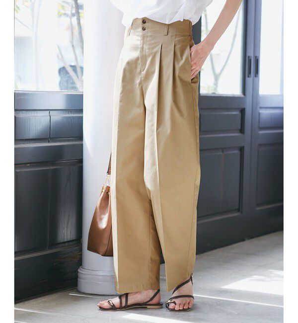 Rope&rsquo;Picnic「【UVカット・接触冷感】タックチノワイドパンツ」|チノ|