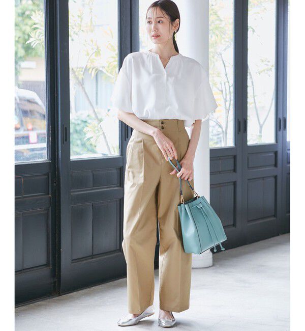 Rope&rsquo;Picnic「【UVカット・接触冷感】タックチノワイドパンツ」|チノ|